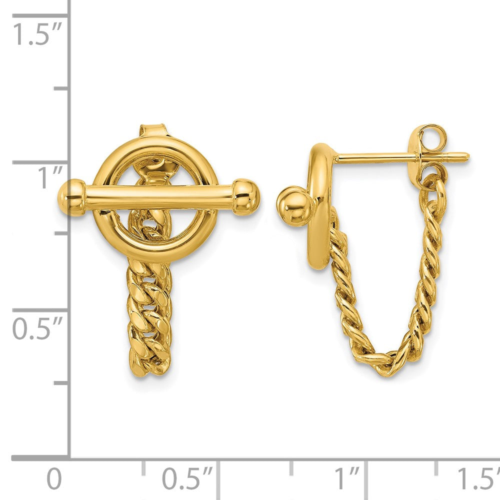14K Polished Toggle Chain Post Earrings