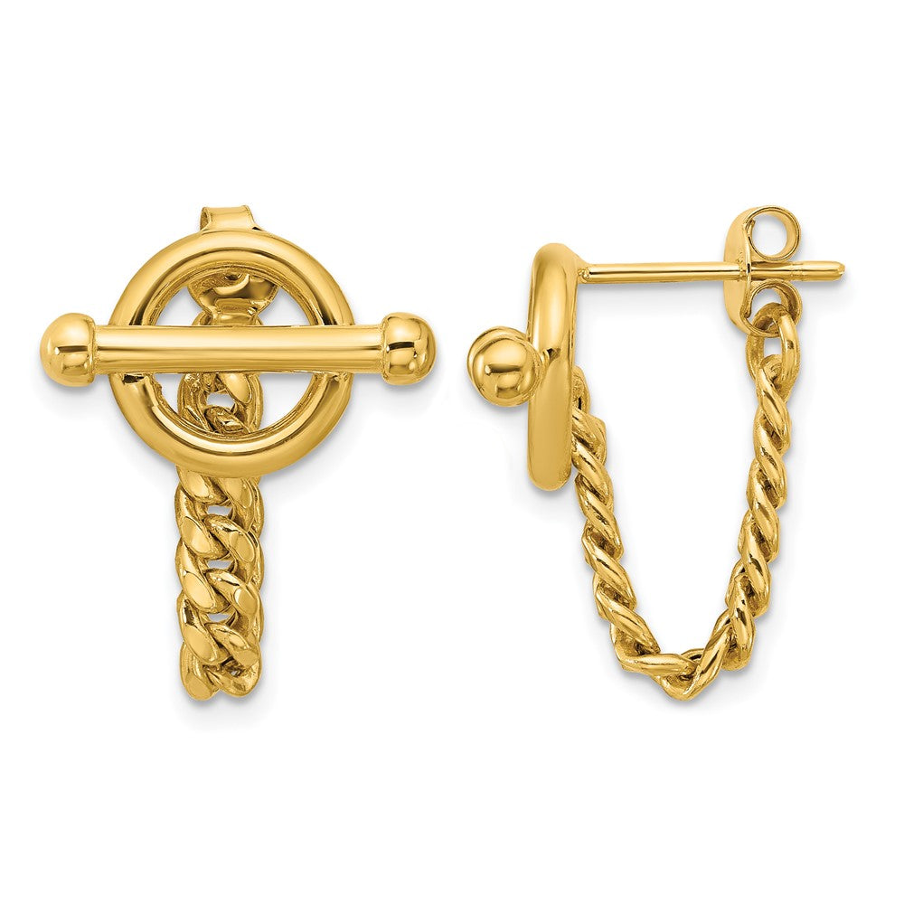 14K Polished Toggle Chain Post Earrings