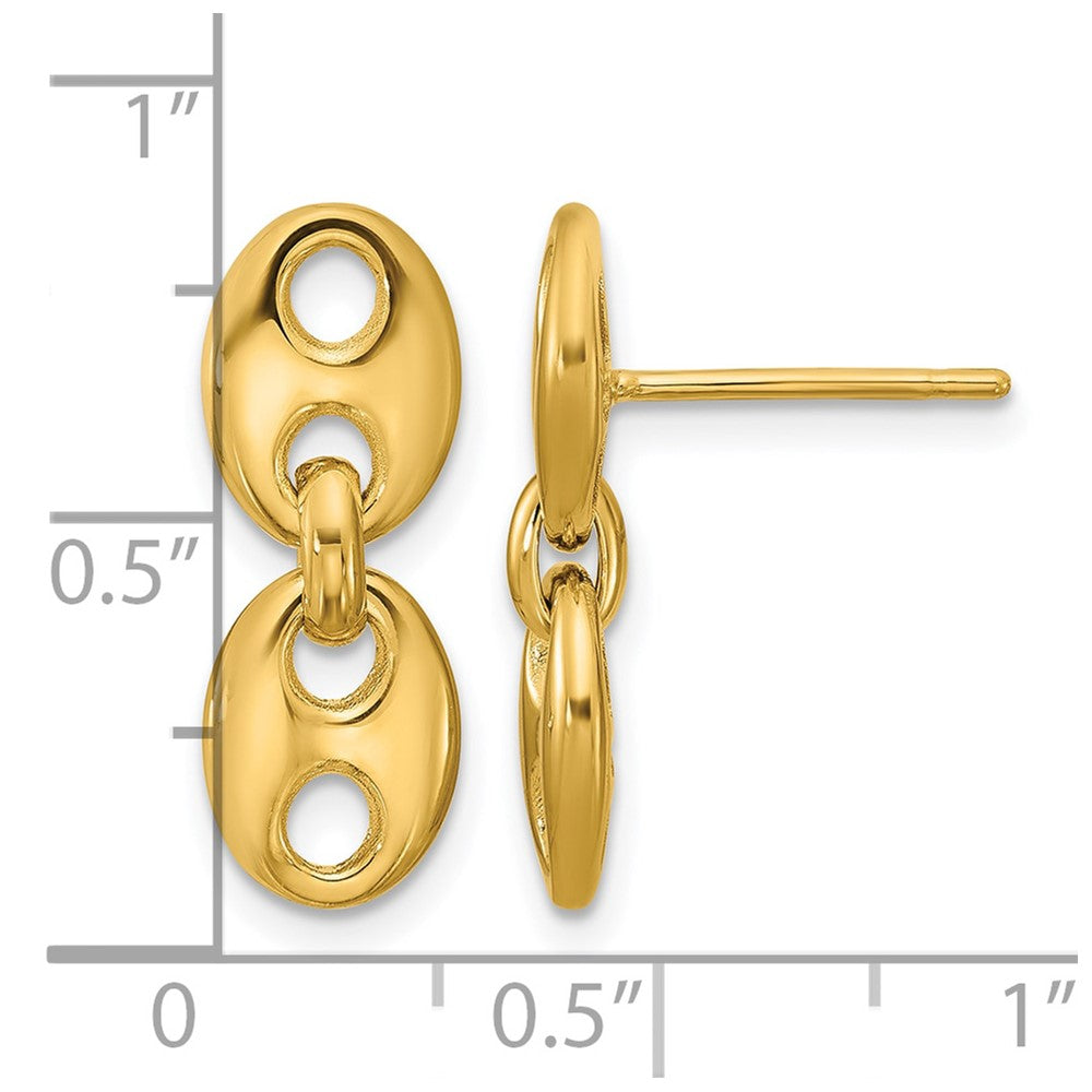 14K Polished Hollow Dangle post Earrings