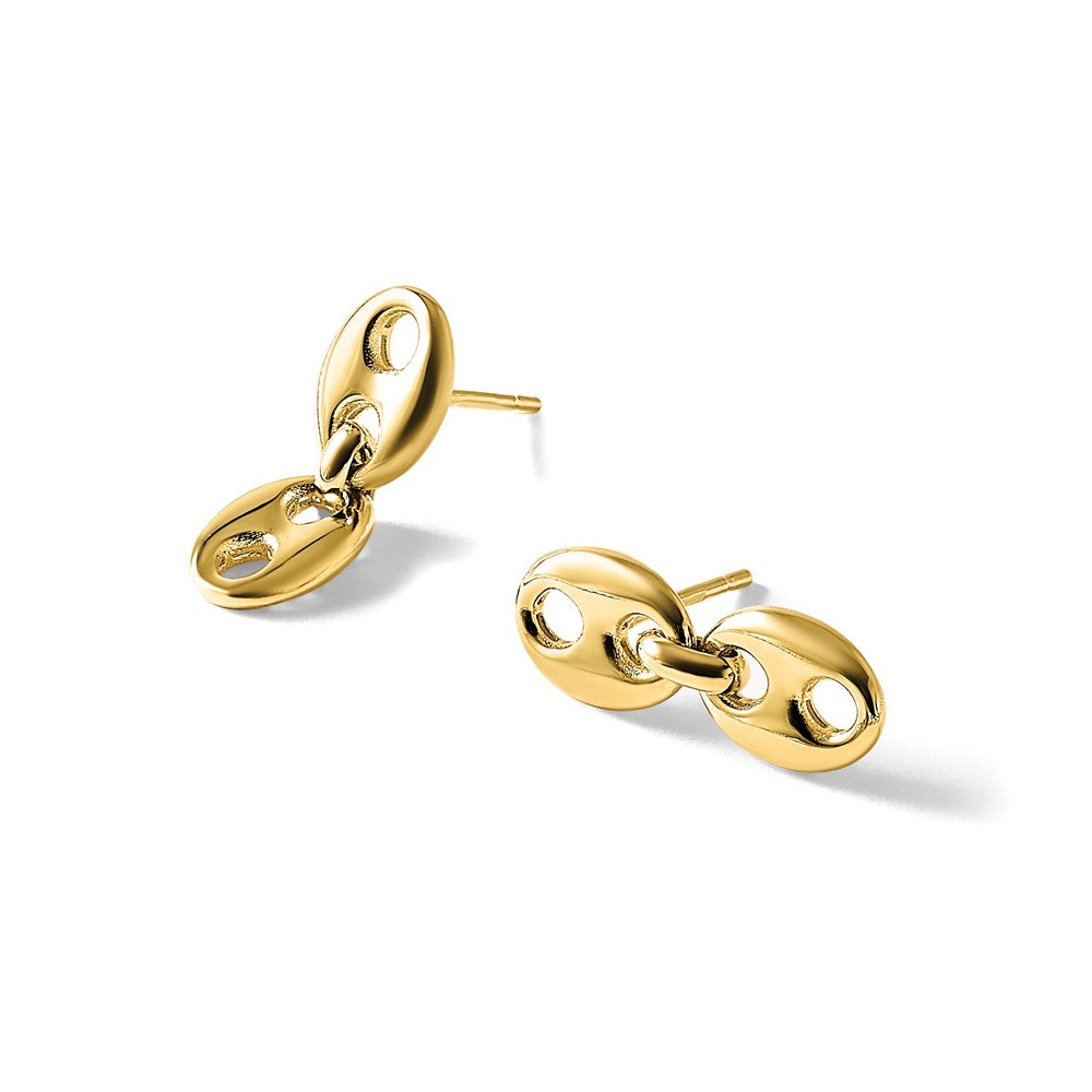 14K Polished Hollow Dangle post Earrings