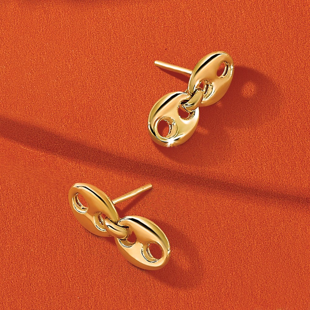14K Polished Hollow Dangle post Earrings