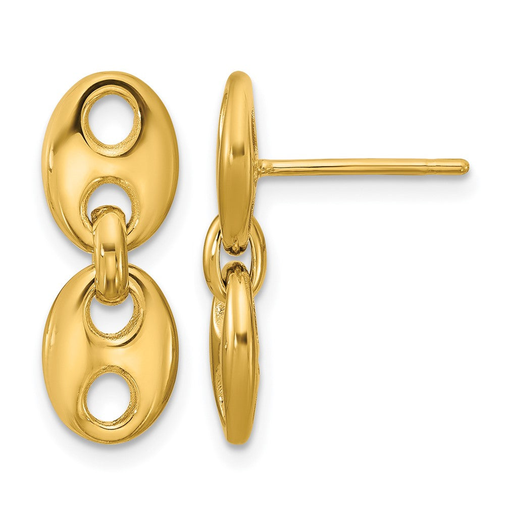 14K Polished Hollow Dangle post Earrings