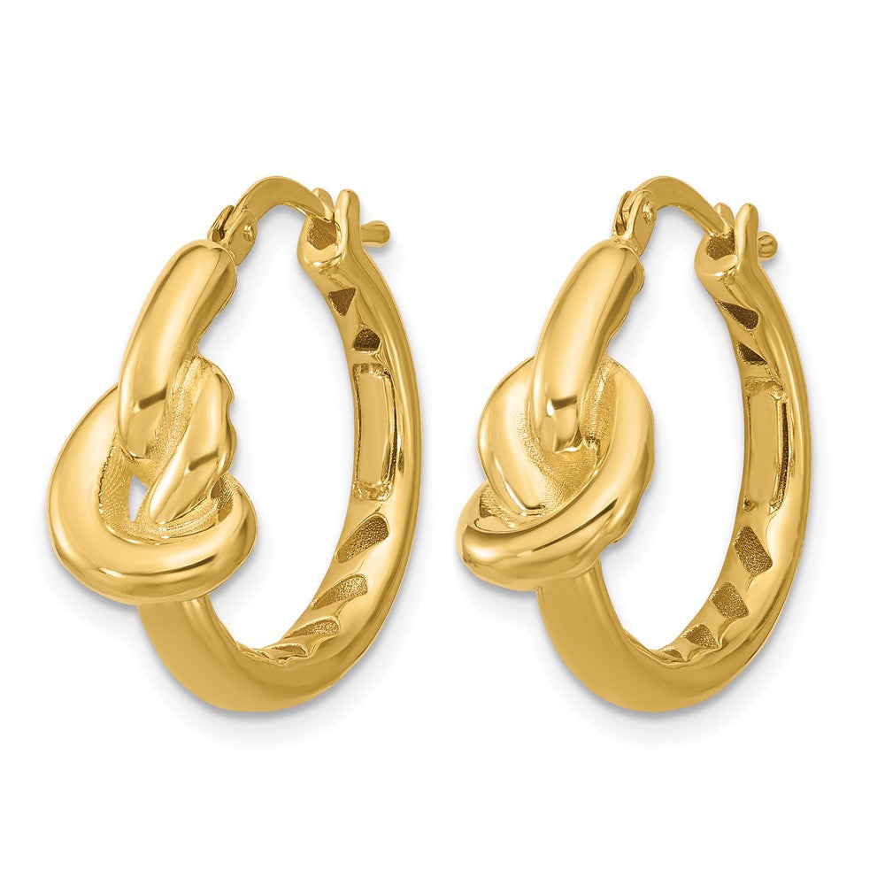 14K Polished Hollow Knot Round Hoop Earrings
