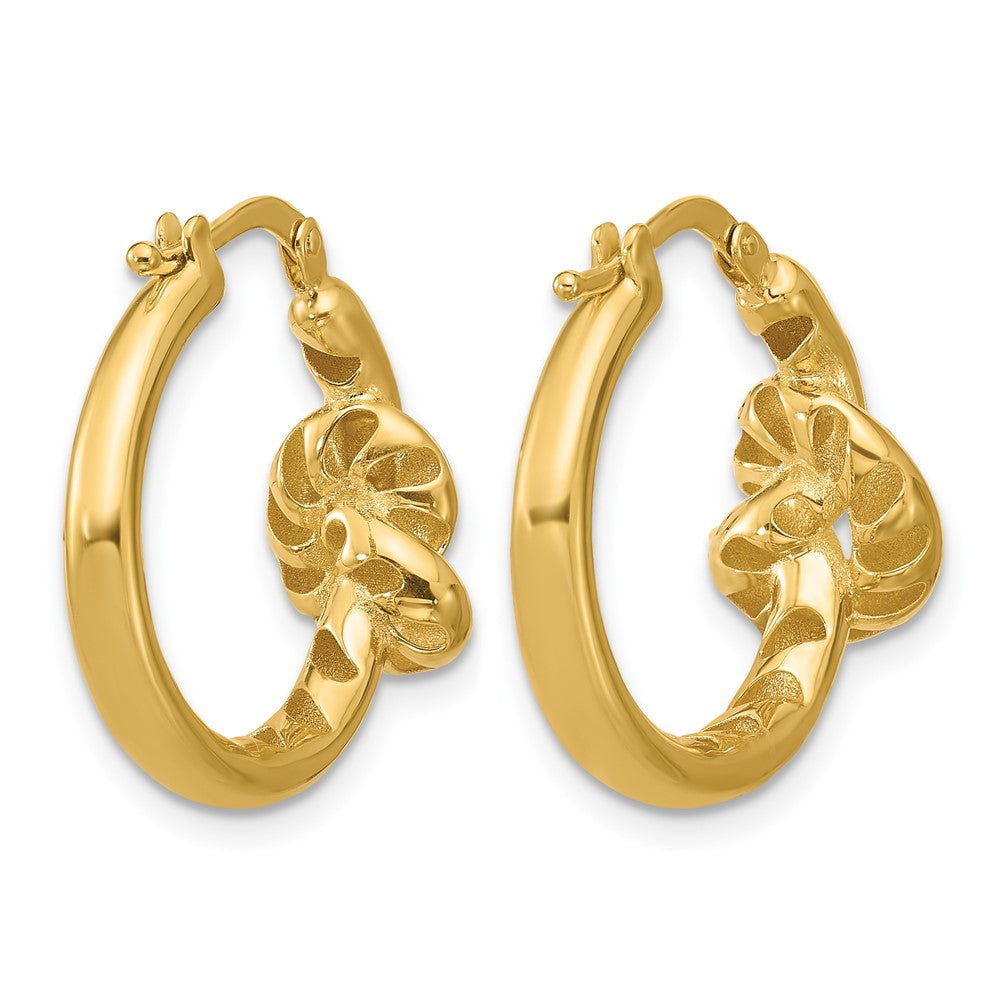 14K Polished Hollow Knot Round Hoop Earrings