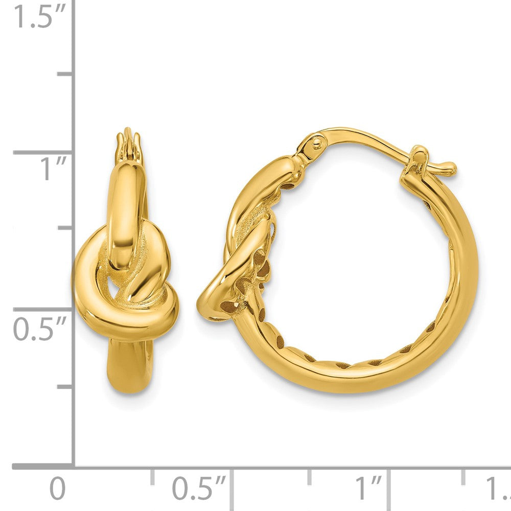 14K Polished Hollow Knot Round Hoop Earrings