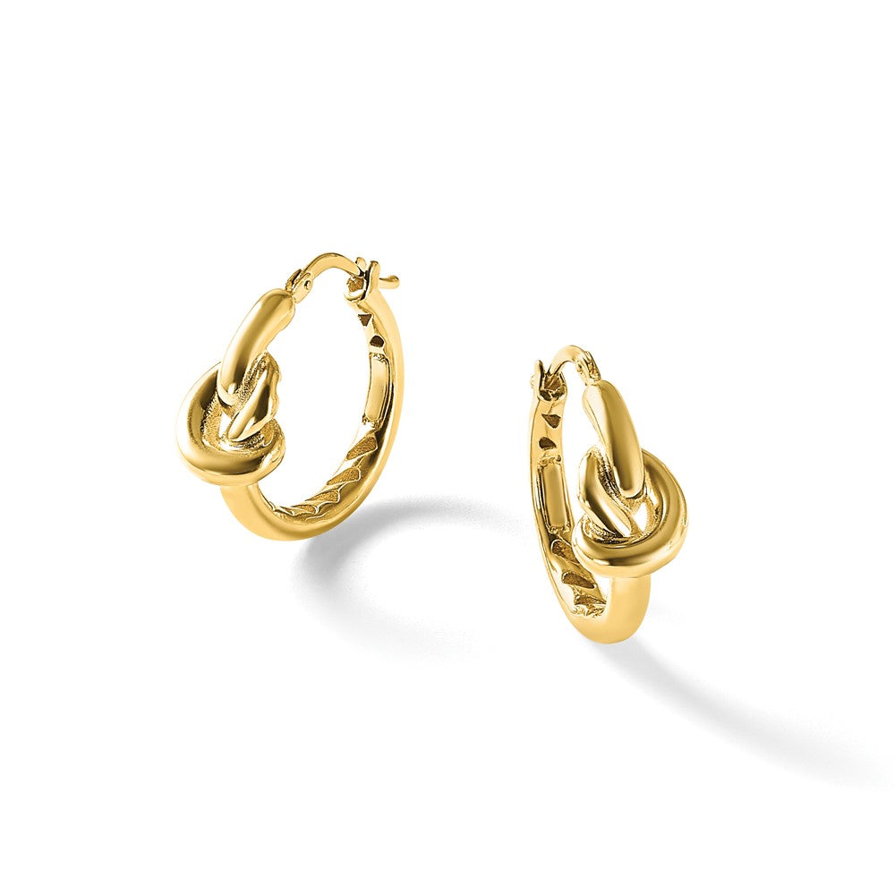 14K Polished Hollow Knot Round Hoop Earrings
