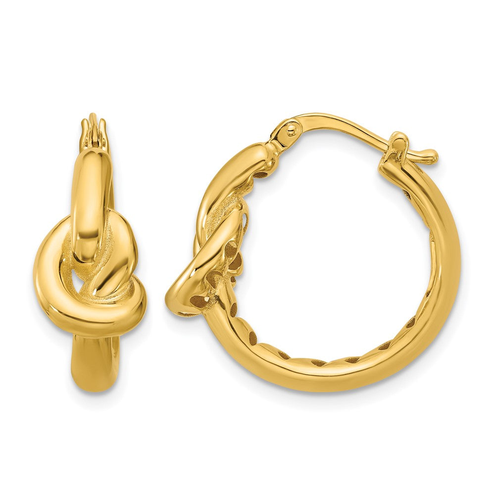 14K Polished Hollow Knot Round Hoop Earrings