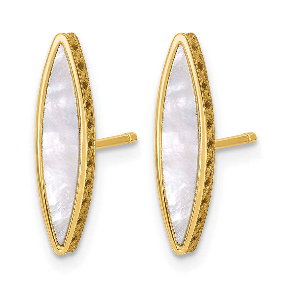 14K Polished Mother of Pearl Post Earrings
