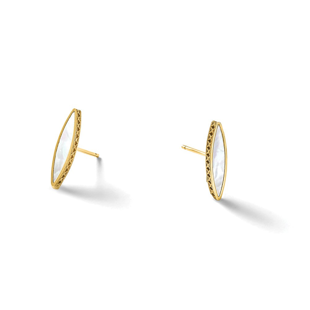 14K Polished Mother of Pearl Post Earrings