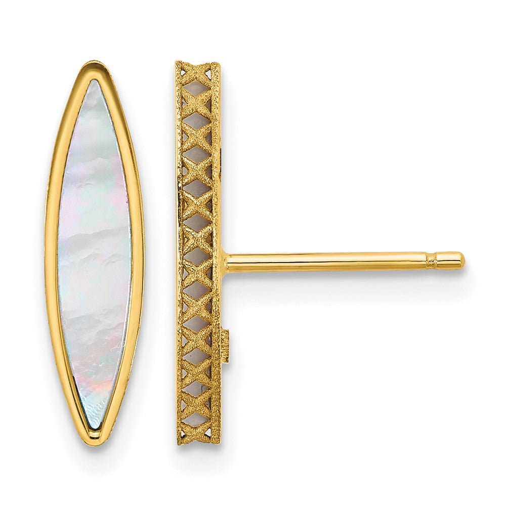 14K Polished Mother of Pearl Post Earrings