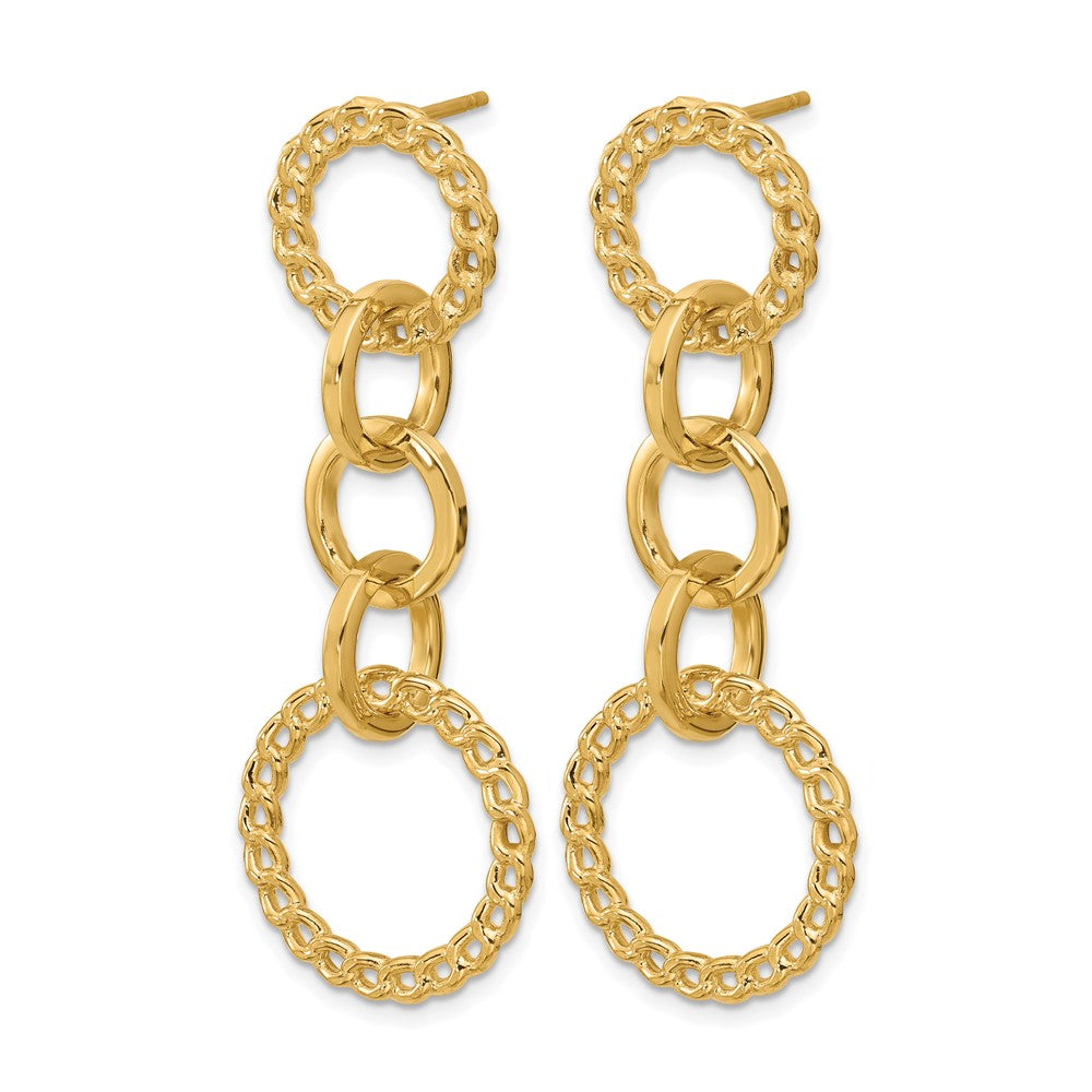 14K Polished Fancy Circle Link Dangle Post Earrings