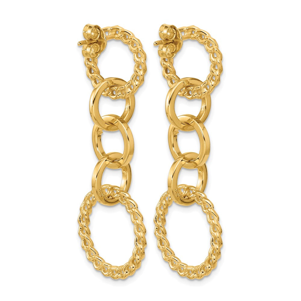 14K Polished Fancy Circle Link Dangle Post Earrings