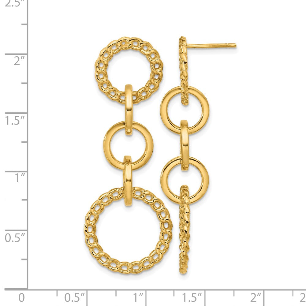 14K Polished Fancy Circle Link Dangle Post Earrings