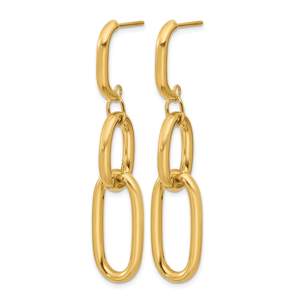 14K Polished Oval Link Dangle Post Earrings