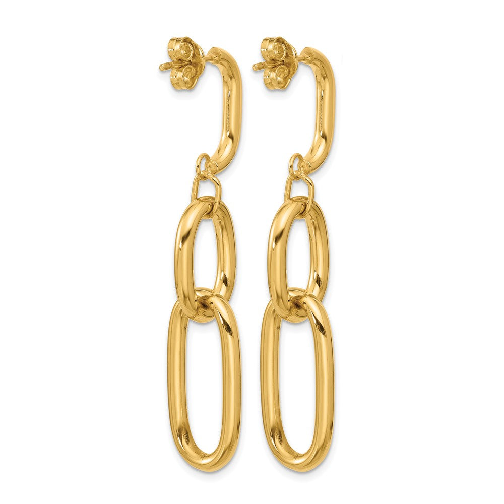 14K Polished Oval Link Dangle Post Earrings
