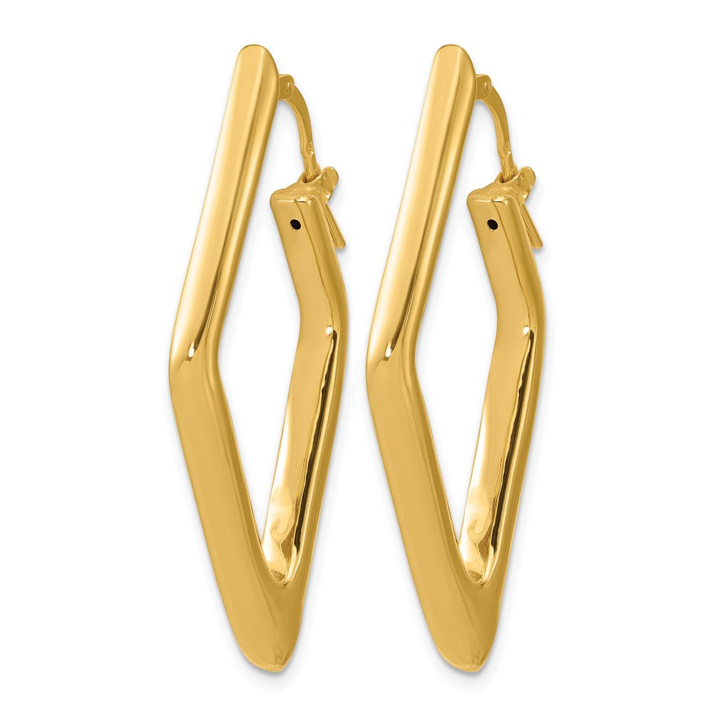 14K Polished Hollow Diamond Shape Hoop Earrings