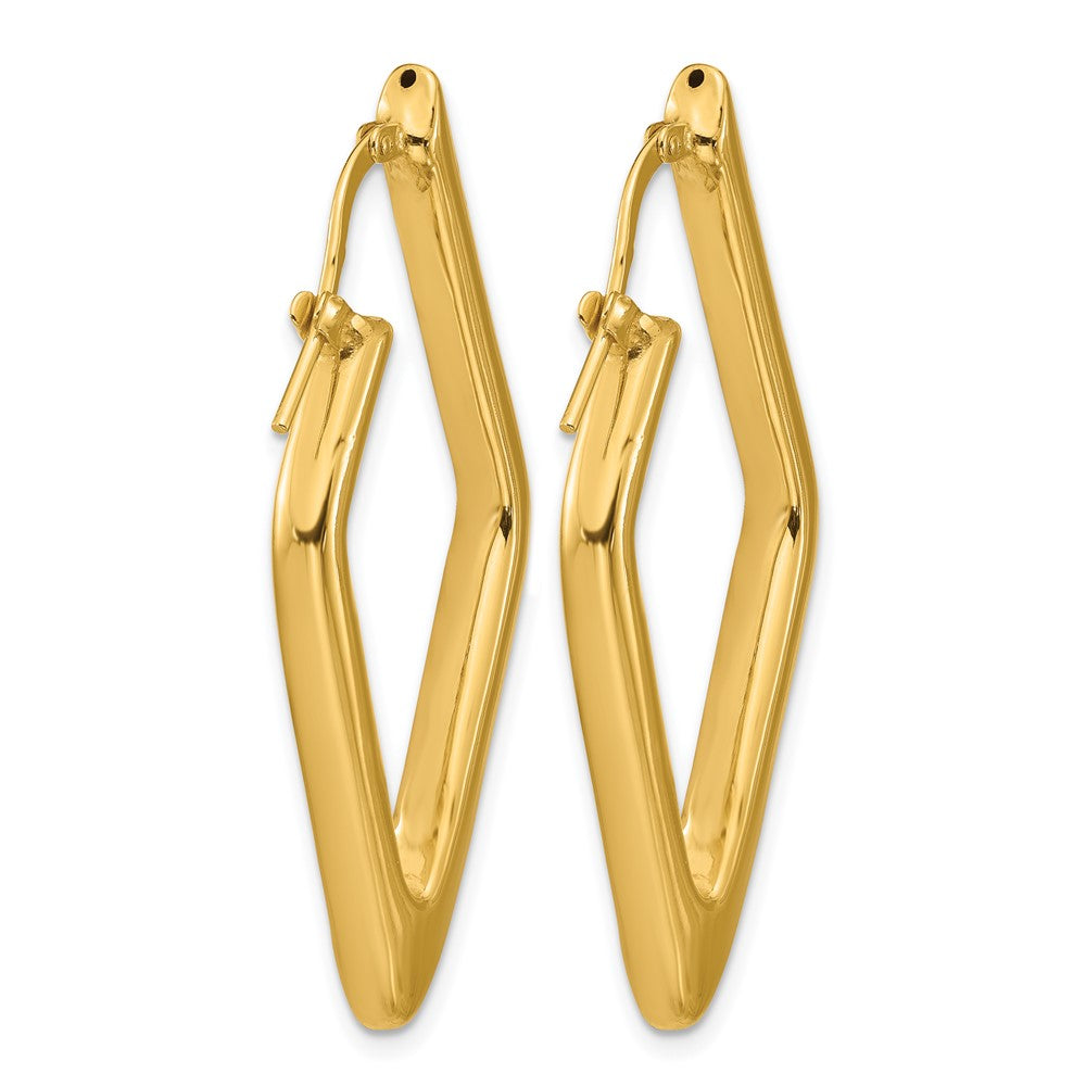 14K Polished Hollow Diamond Shape Hoop Earrings