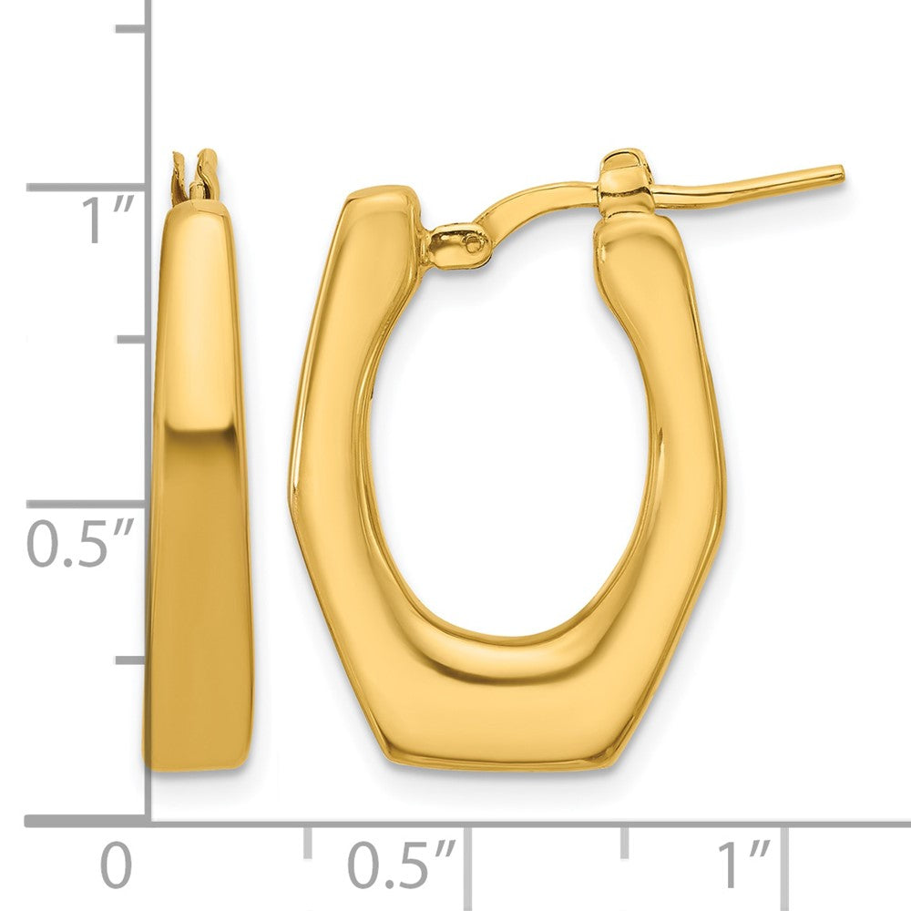 14K Polished Hollow Fancy Hoop Earrings