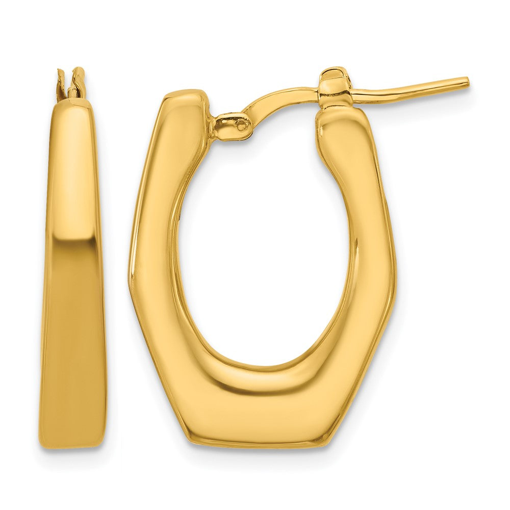 14K Polished Hollow Fancy Hoop Earrings