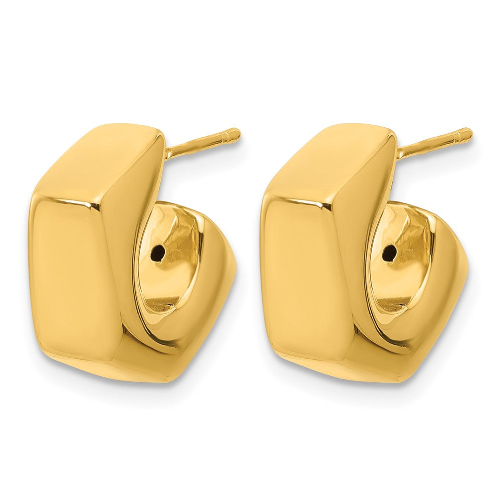 14K Polished Hollow J-Hoop Post Earrings