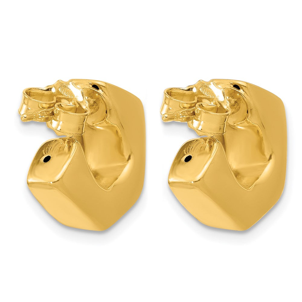 14K Polished Hollow J-Hoop Post Earrings