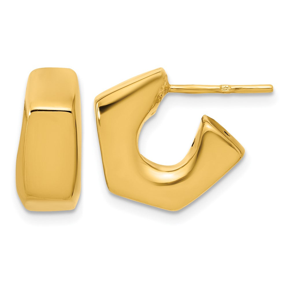 14K Polished Hollow J-Hoop Post Earrings