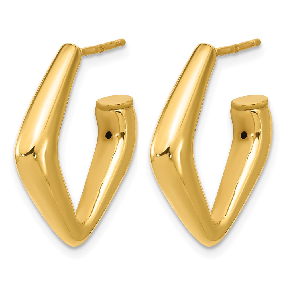 14K Polished Hollow J-Hoop Post Earrings