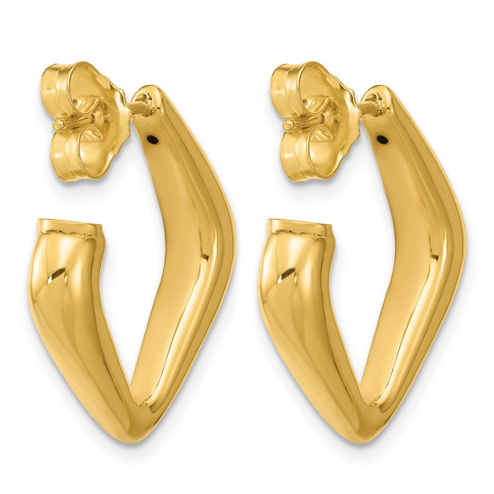 14K Polished Hollow J-Hoop Post Earrings