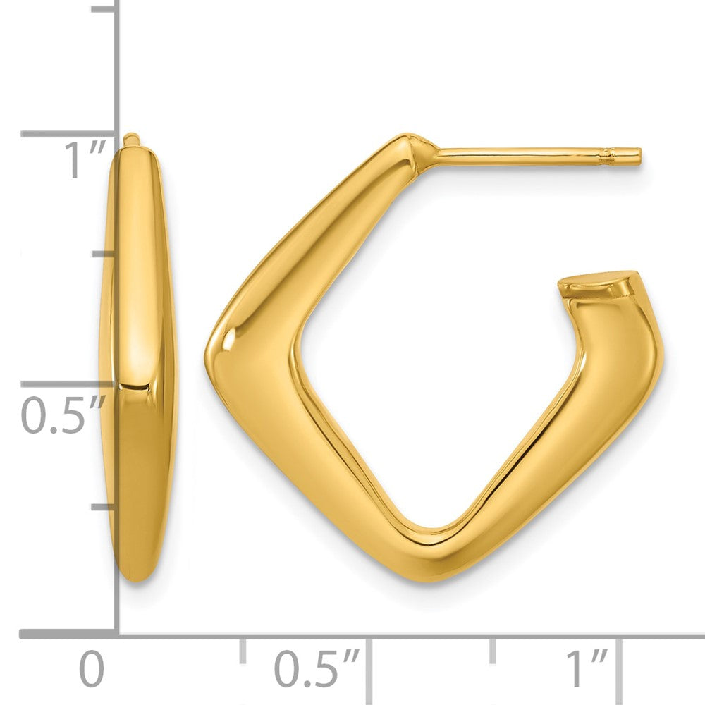 14K Polished Hollow J-Hoop Post Earrings