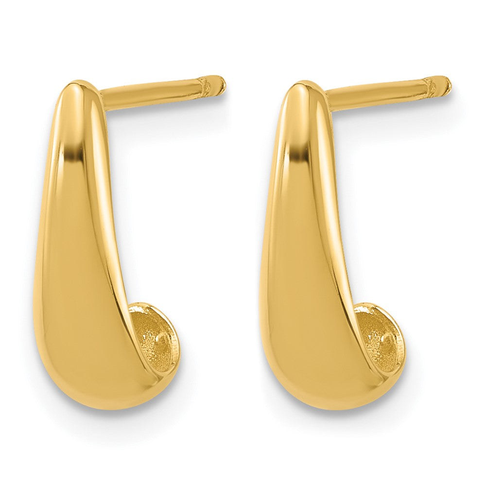 14K Polished J-Hoop Post Earrings