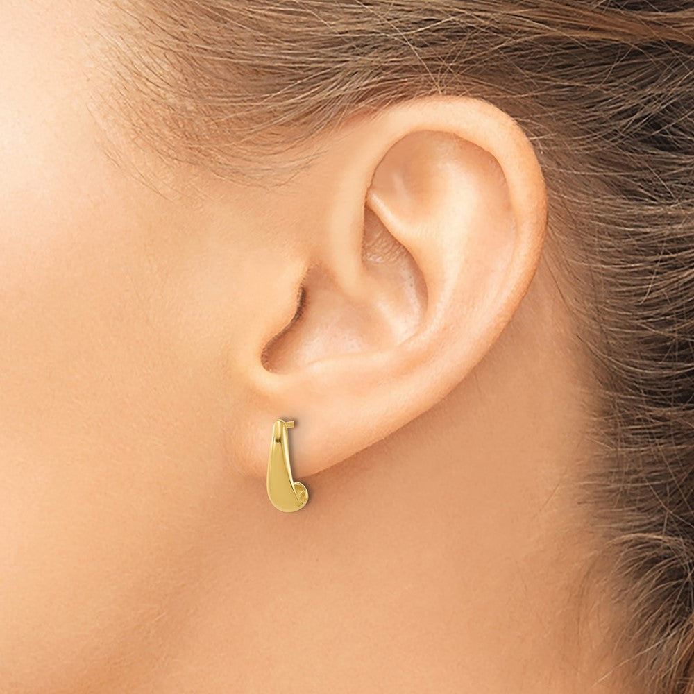 14K Polished J-Hoop Post Earrings