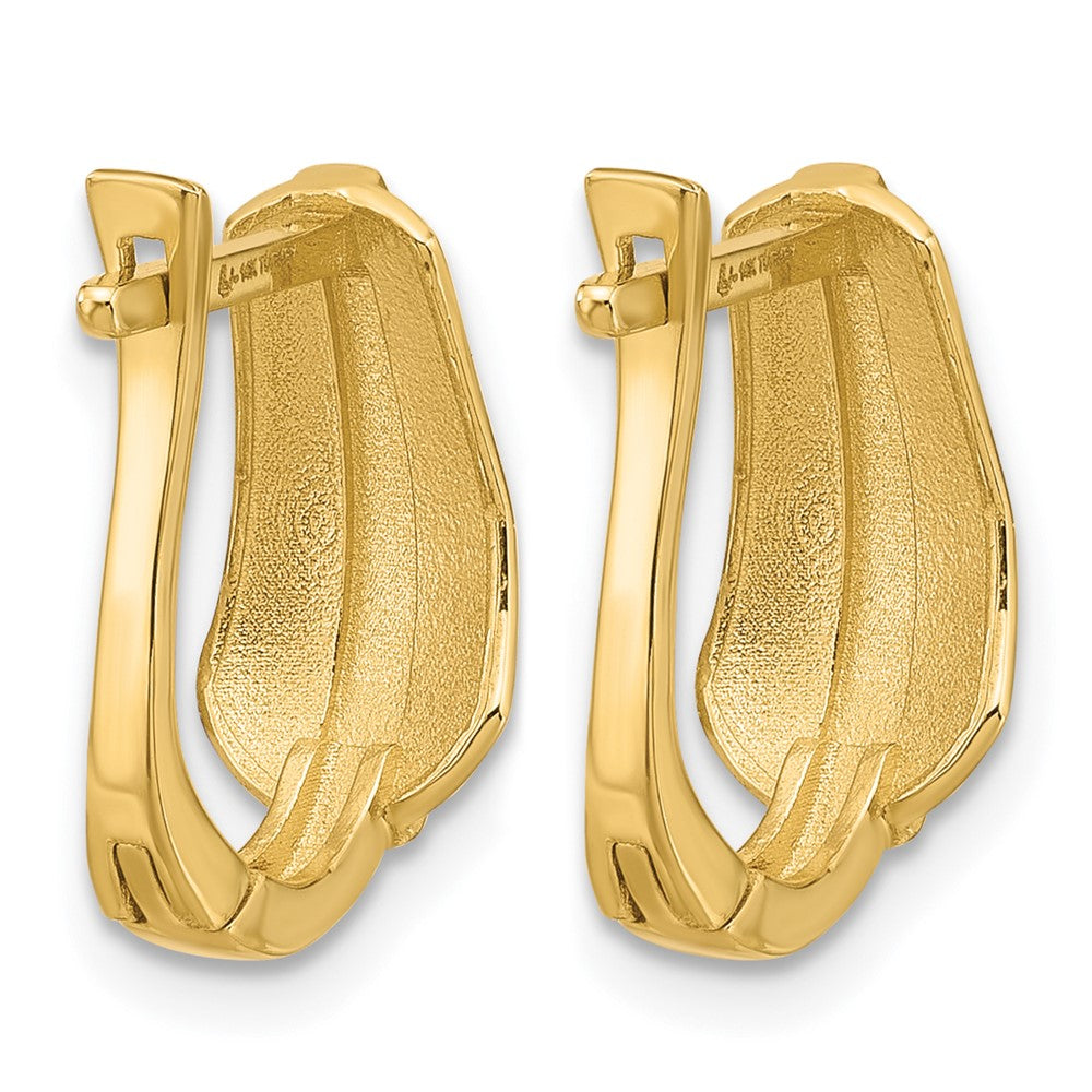 14K with Rhodium Polished Hinged Hoop Earrings