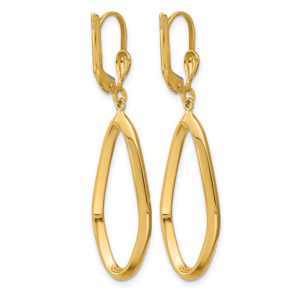14K Polished Dangle Leverback Earrings