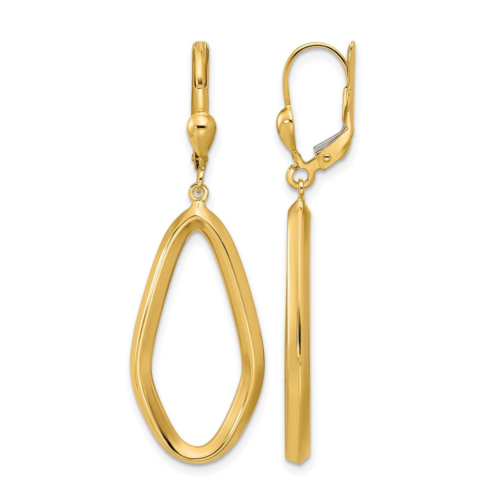 14K Polished Dangle Leverback Earrings