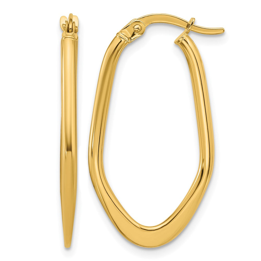 14K Polished Oval Hoop Earrings