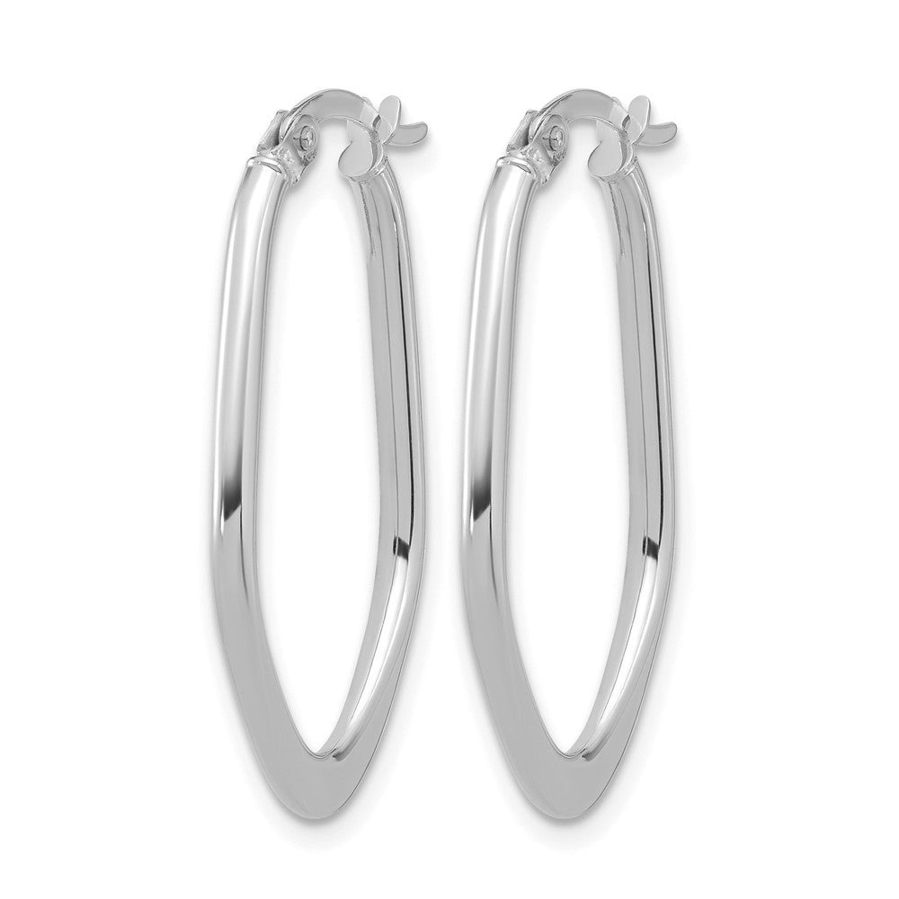 14K White Gold Polished Oval Hoop Earrings