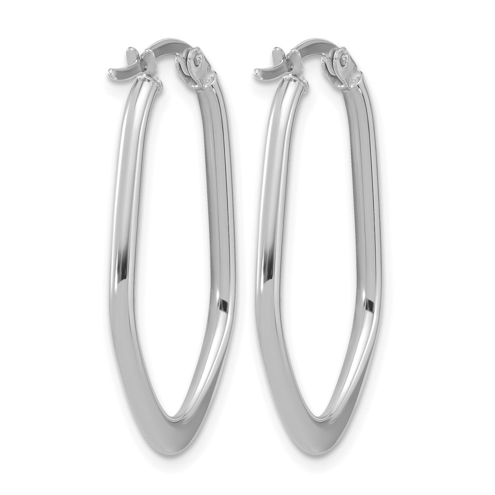 14K White Gold Polished Oval Hoop Earrings