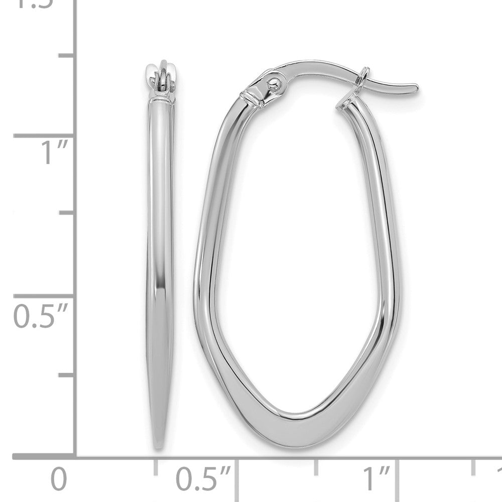 14K White Gold Polished Oval Hoop Earrings