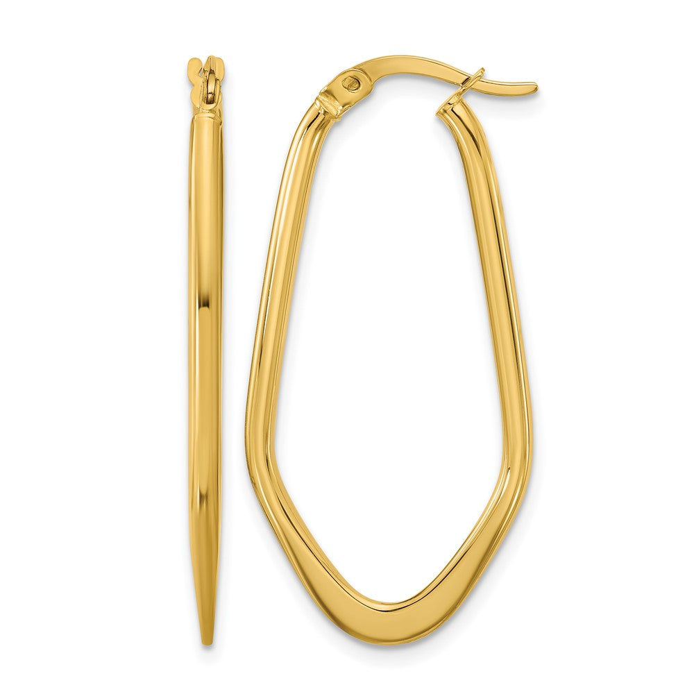 14K Polished Oval Hoop Earrings
