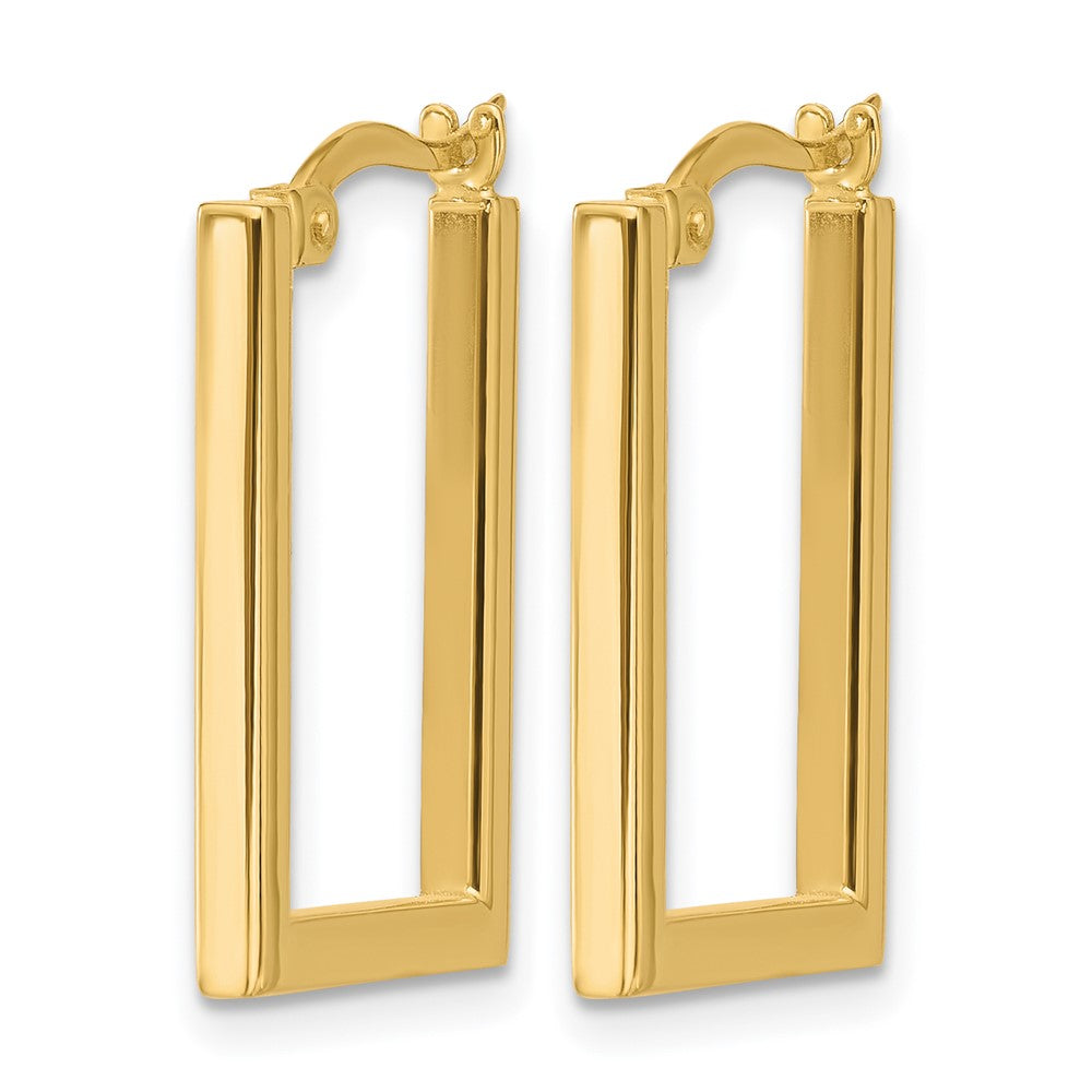 14K Polished Rectangle Hoop Earrings