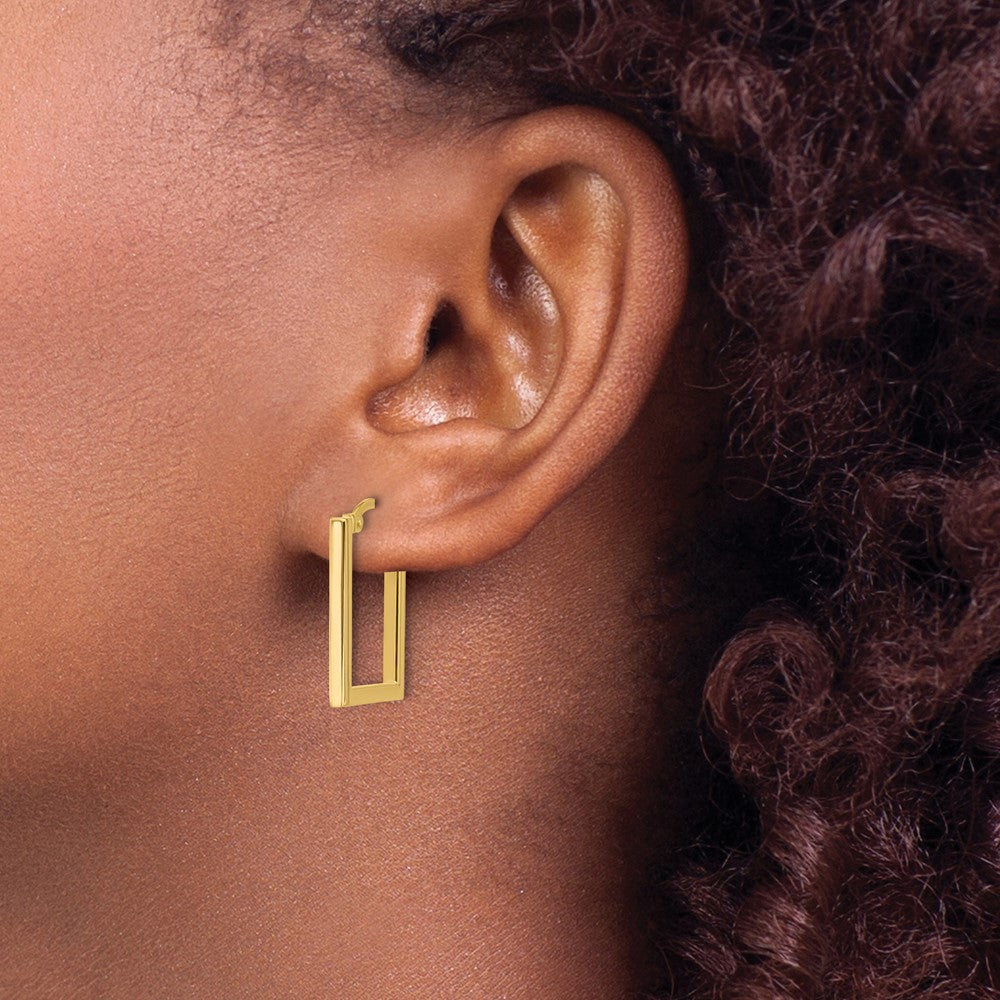 14K Polished Rectangle Hoop Earrings