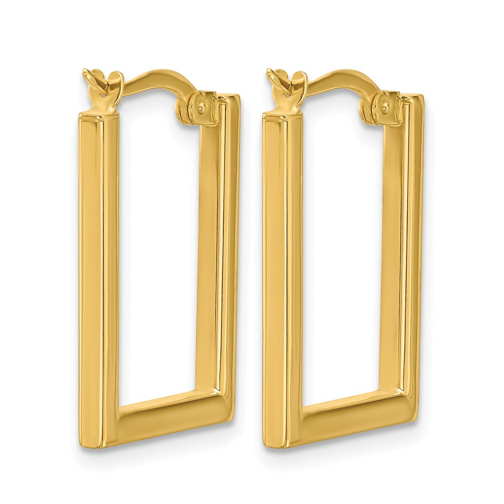 14K Polished Rectangle Hoop Earrings