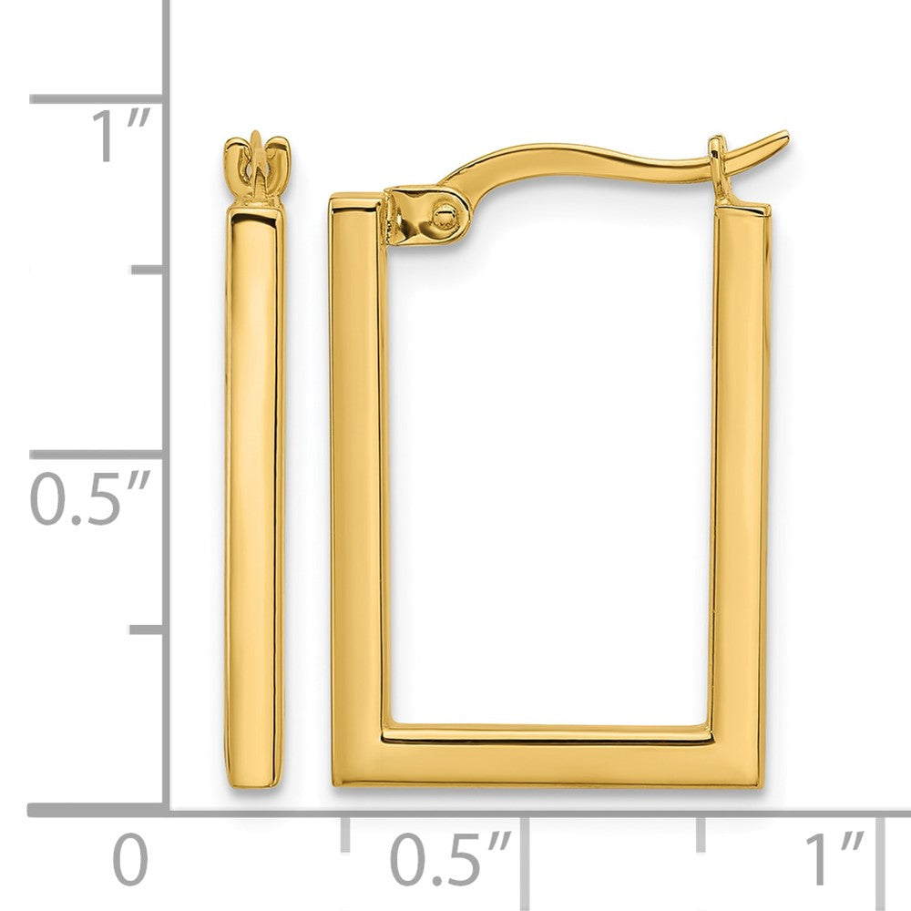14K Polished Rectangle Hoop Earrings