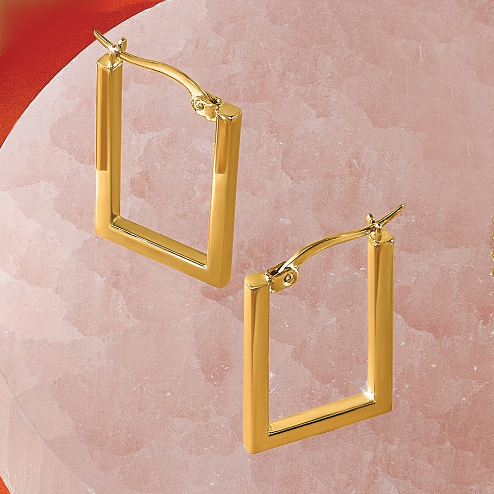 14K Polished Rectangle Hoop Earrings
