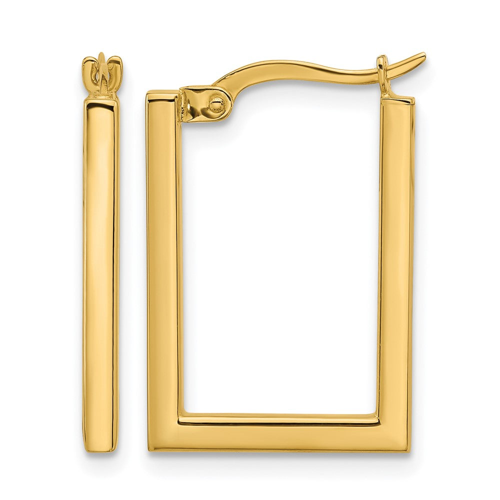 14K Polished Rectangle Hoop Earrings