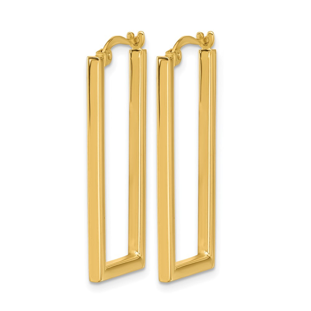14K Polished Rectangle Hoop Earrings