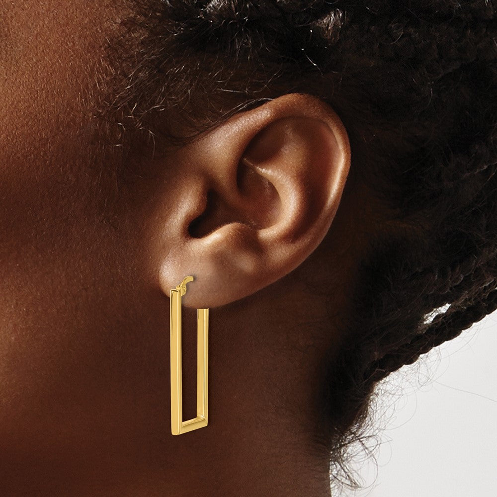 14K Polished Rectangle Hoop Earrings