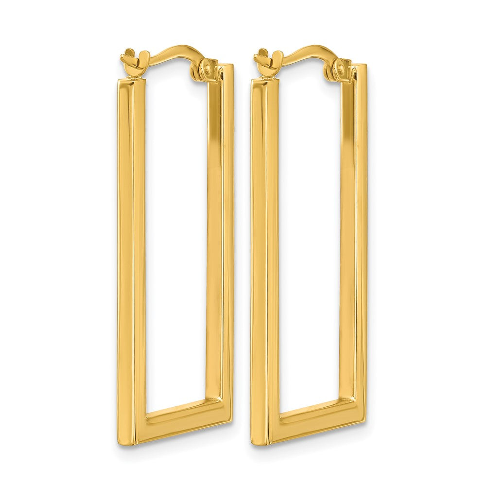 14K Polished Rectangle Hoop Earrings