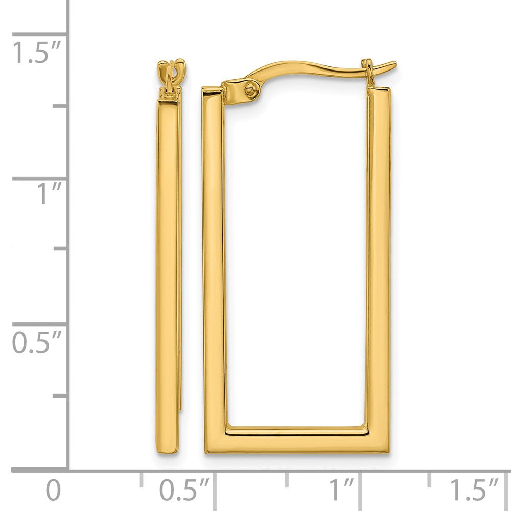 14K Polished Rectangle Hoop Earrings