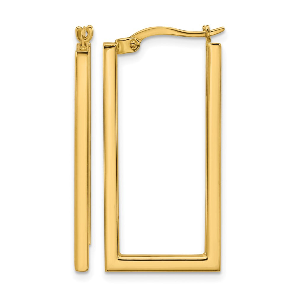 14K Polished Rectangle Hoop Earrings